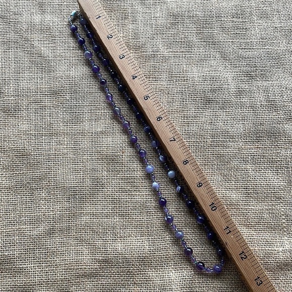 Purple Natural Striped Agate Necklace & Crystal spacers 8mm New Handmade - Picture 4 of 6